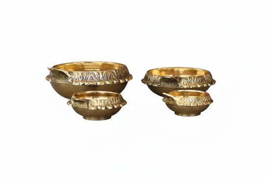 Handcrafted Brass Diya and Tealight Holder Set of 4