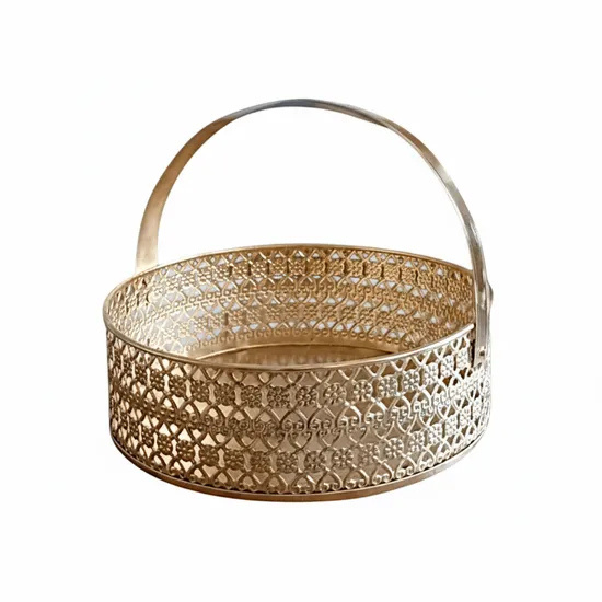 Metal Round Gift and Pooja Storage Basket