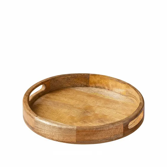 Premium Round Wood Tray for Home & Kitchen |Serving 10 inch Tray