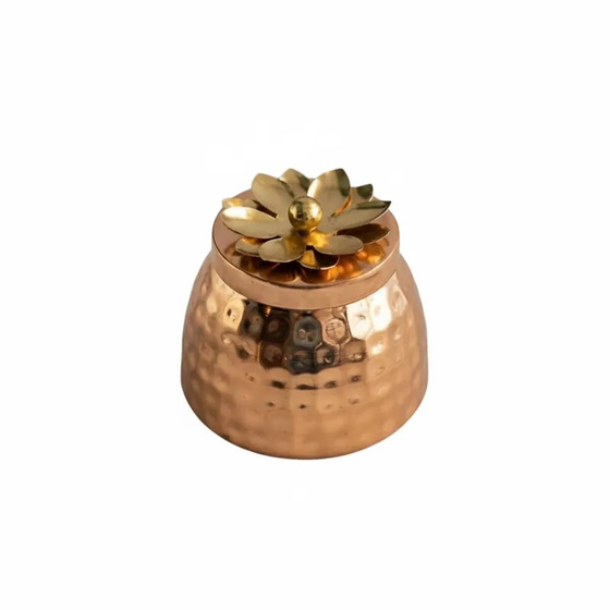 Decorative Bowl Set with Lid Copper Plated Multipurpose Bowl for Serving Iron Dry Bowl Box for Gift & Table Decorative Bowls for Living Room