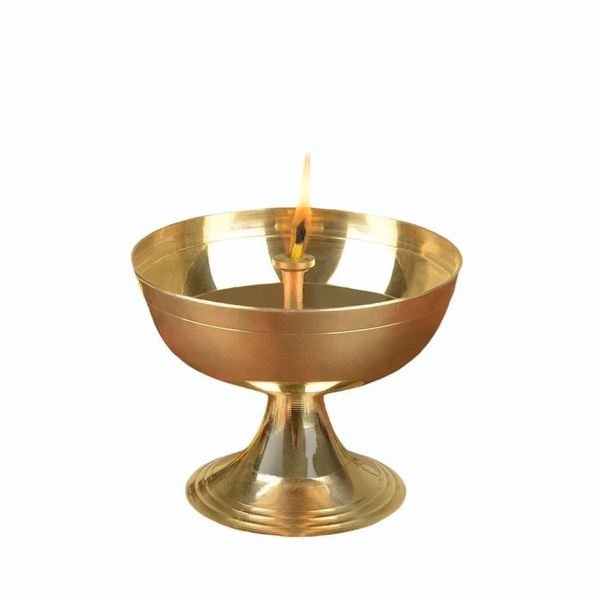 Brass Akhand Jyoti Diya with Plate