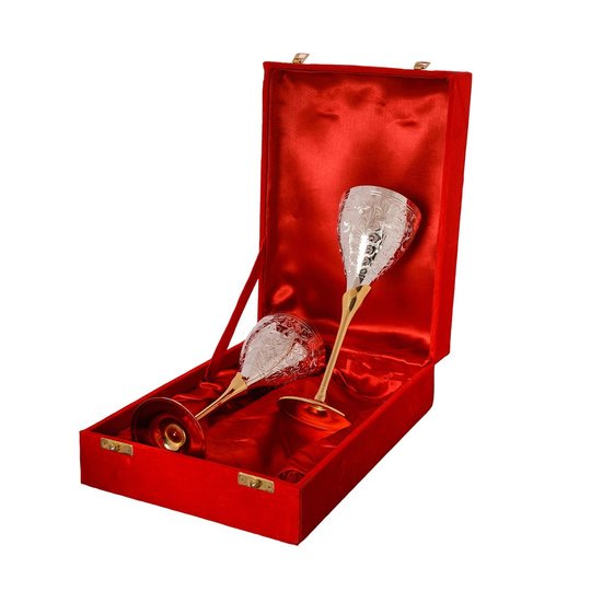 German Silver Wine Glass Set of 2 with Velvet Box